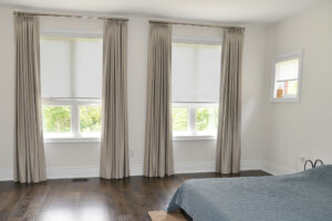 White sunscreen window shades for bedroom