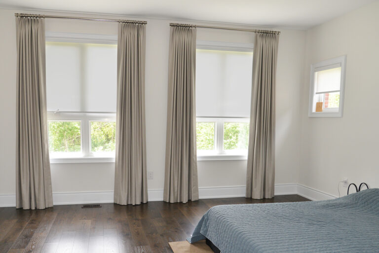 White sunscreen window shades for bedroom