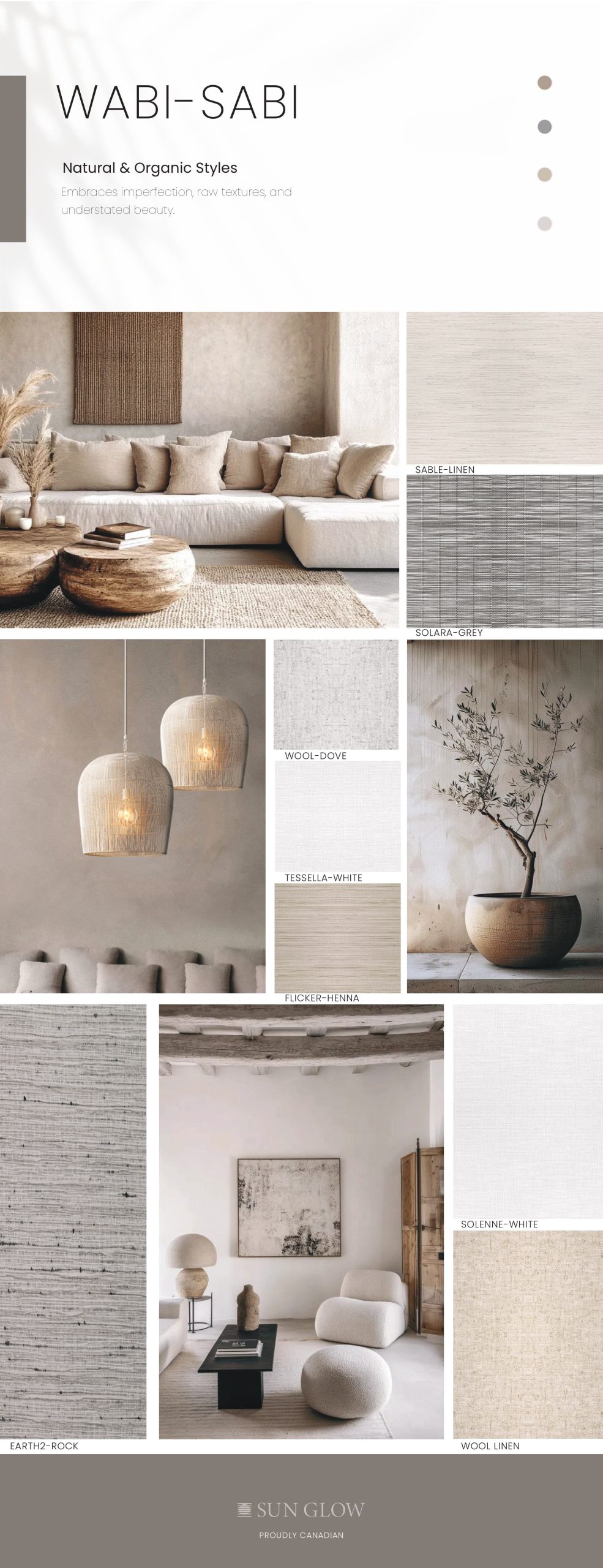 Sun Glow Mood Board - WABI-SABI theme