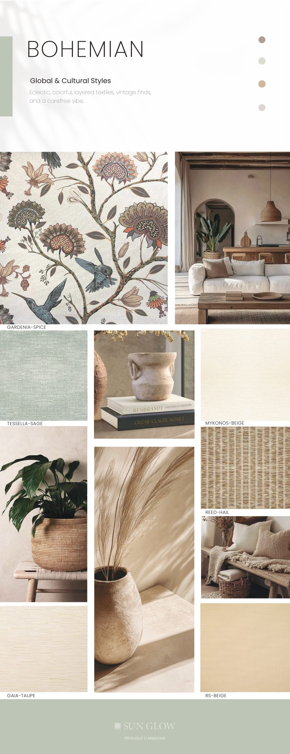 Sun Glow Mood Board - BOHEMIAN theme