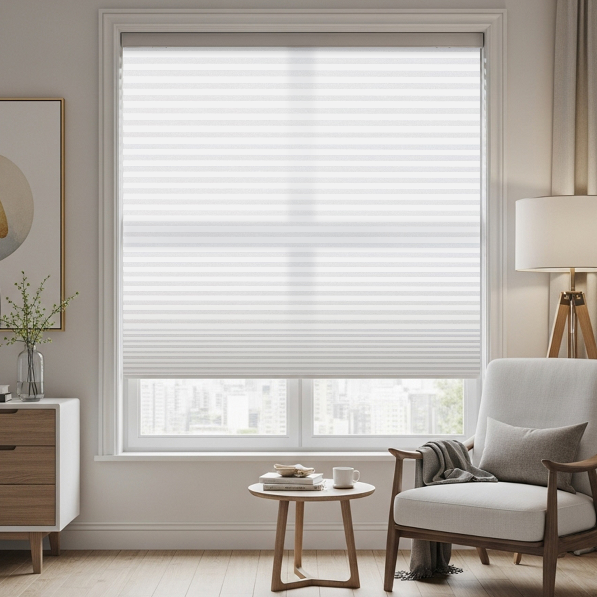 Cellular shades on a bedroom window