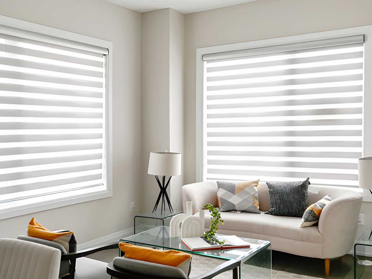 Living room with custom shades