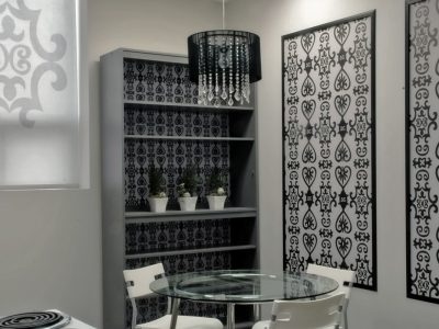 Graphic Shades and Expressions Wallpaper in a Designer Kitchen